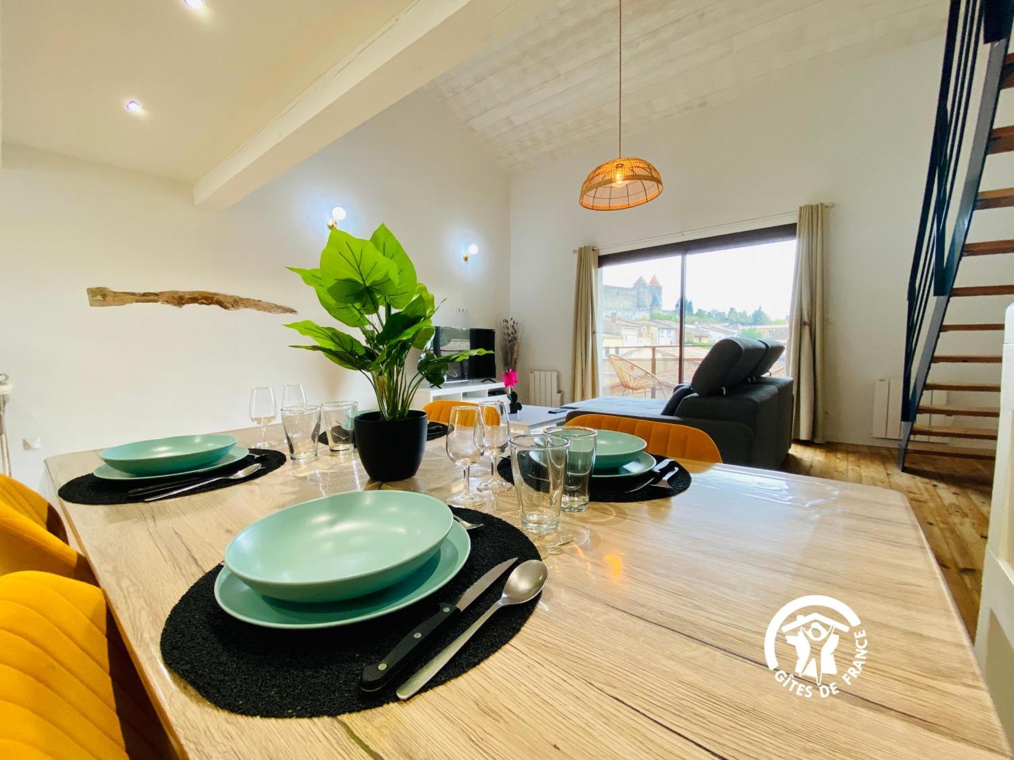 Loft Cocon Climatise - Imprenable Vue Sur Le Chateau Comtal Carcassone Exterior photo